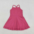 Sibling Baby Girls Summer Solid Color  Strap Yoga Active Knee Length Dress