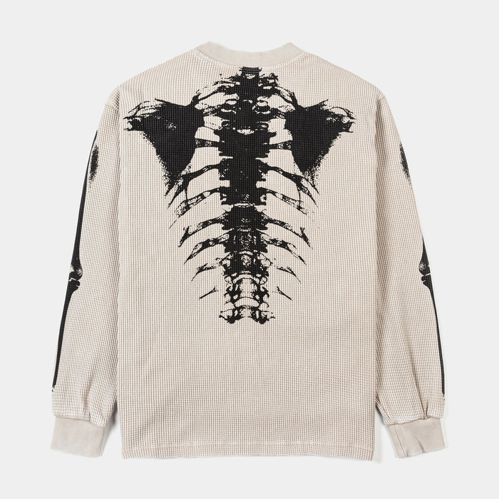 Skeleton Thermal Mens Long Sleeve Shirt (Beige/Black)