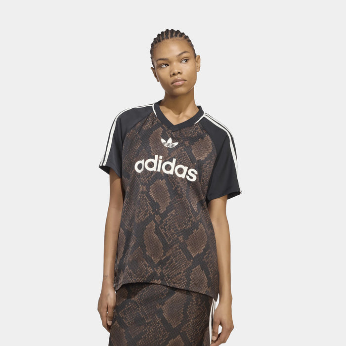 Snake Print Satin Womens Jersey (Earth Strata/Aurora Coffee)