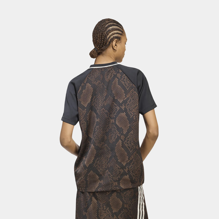 Snake Print Satin Womens Jersey (Earth Strata/Aurora Coffee)