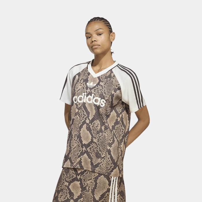 Snake Print Satin Womens Jersey (Linen/Magic Beige)