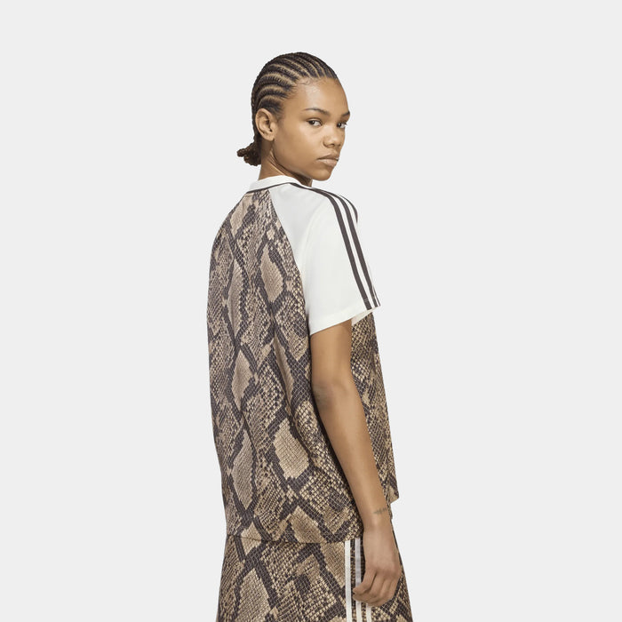 Snake Print Satin Womens Jersey (Linen/Magic Beige)