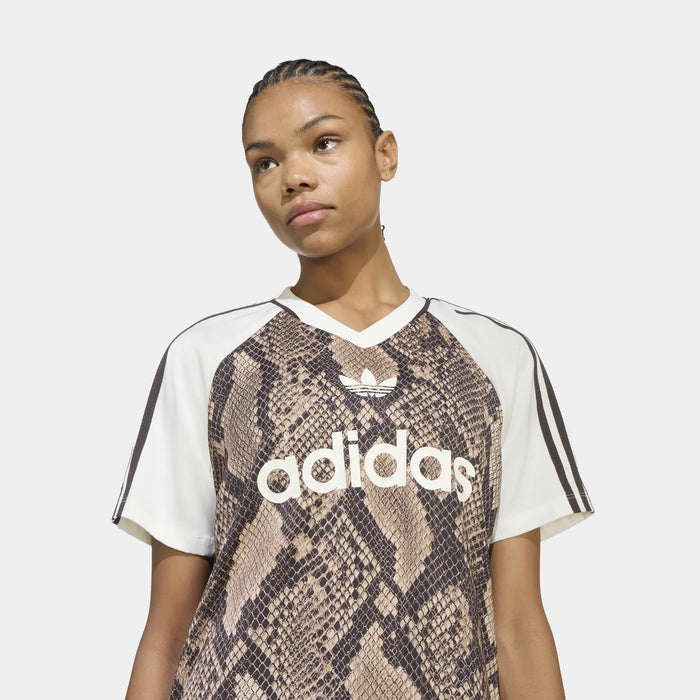 Snake Print Satin Womens Jersey (Linen/Magic Beige)