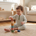Snuggle Stripes – Fleece-Lined Striped Romper for Babies