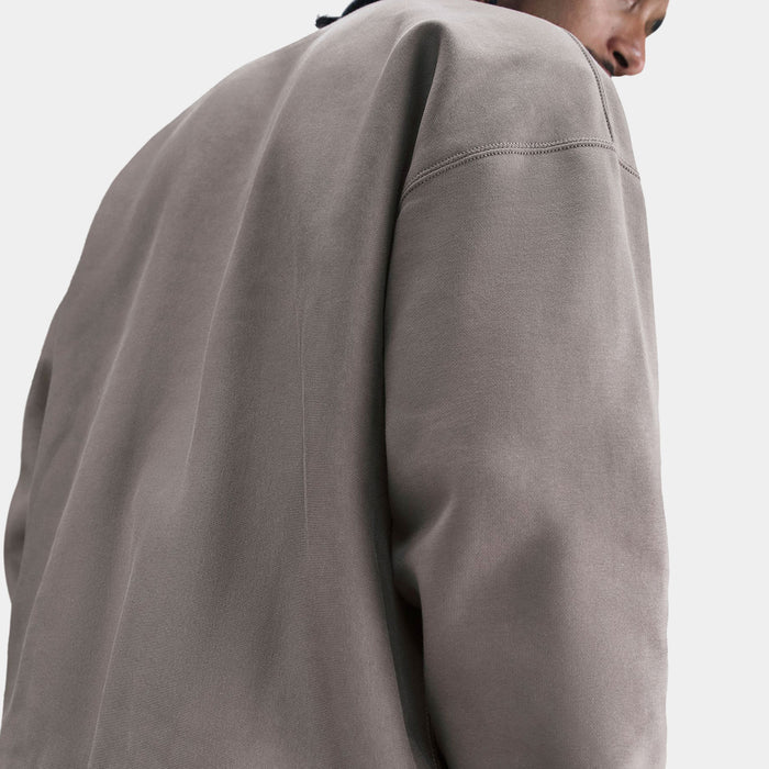 Solo Swoosh Fleece Crew Mens Sweatshirt (Cave Stone/White)
