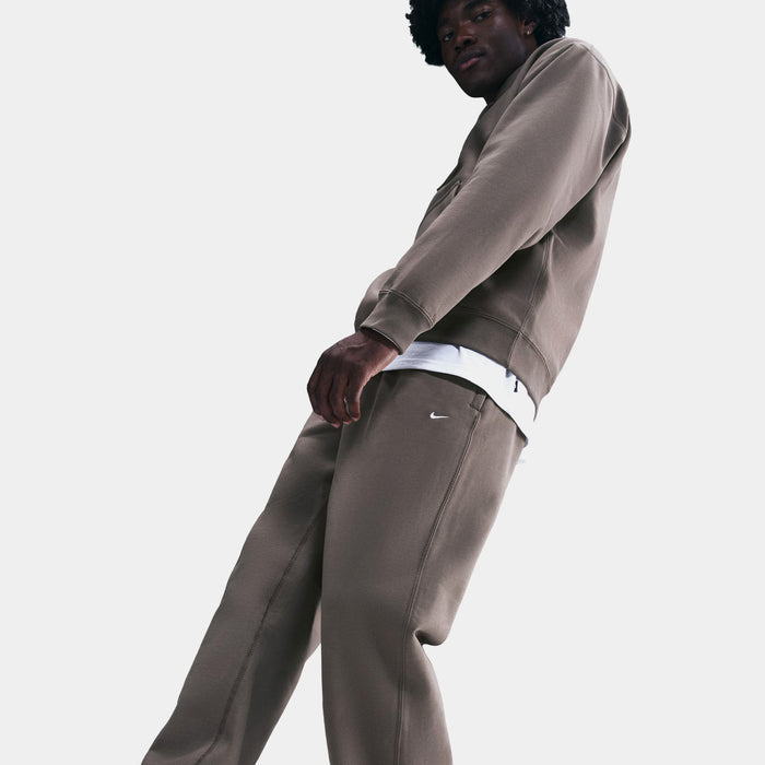 Solo Swoosh Fleece Open-Hem Mens Pants (Cave Stone/Cave Stone/White)