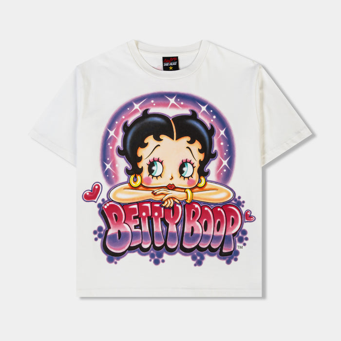 SP x Betty Boop Airbrush Womens Short Sleeve Shirt (White/Pink)