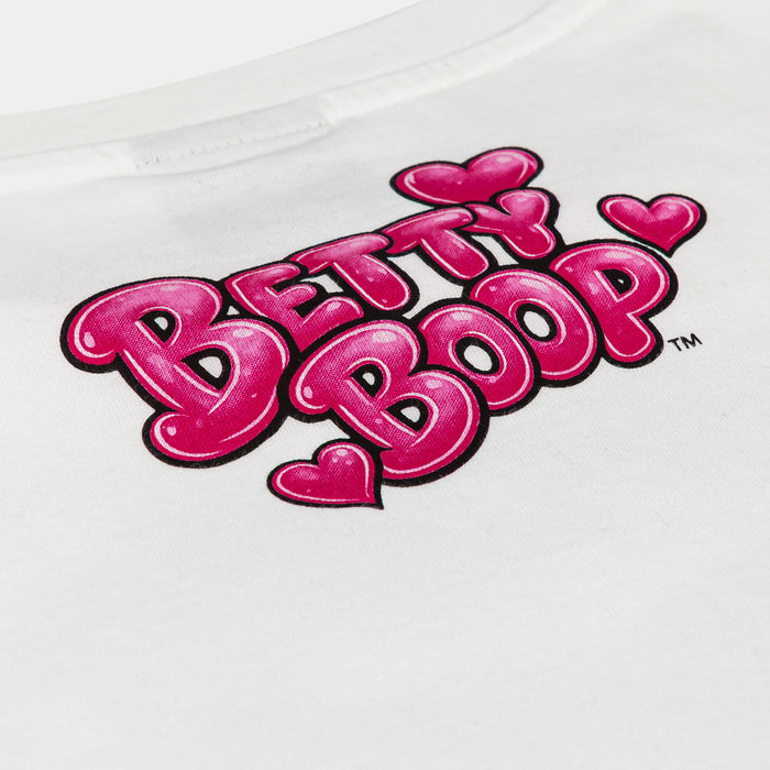 SP x Betty Boop Airbrush Womens Short Sleeve Shirt (White/Pink)