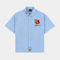 SP x Betty Boop Button Up Mens Short Sleeve Shirt (Blue/Red)
