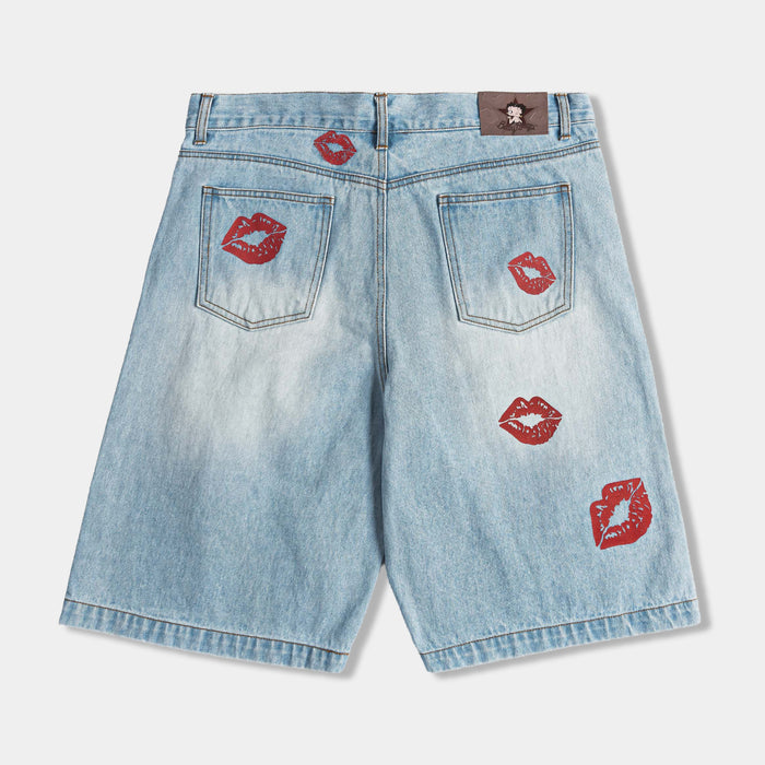 SP x Betty Boop Kisses Denim Mens Shorts (Blue/Red)