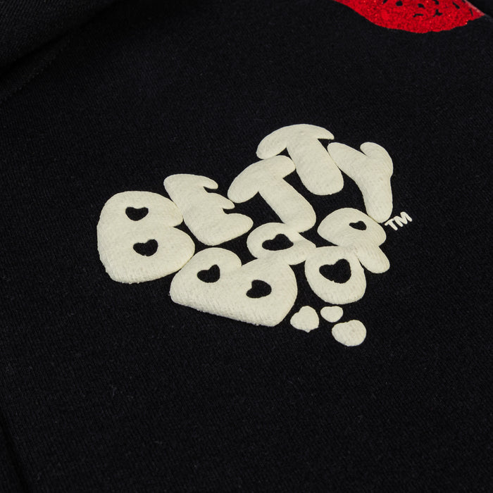SP x Betty Boop Kisses Zip Up Womens Hoodie (Cream/Red)