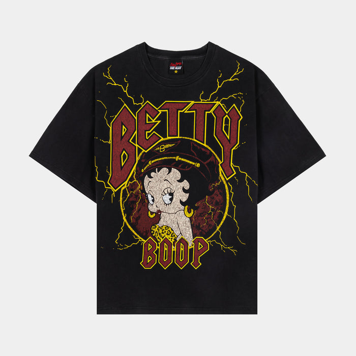 SP x Betty Boop Lightning Washed Mens Short Sleeve Shirt (Black/Red)
