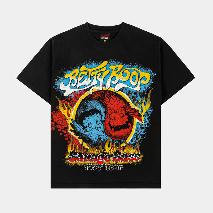 SP x Betty Boop Savage Sass Mens Shot Sleeve Shirt (Black/Blue)