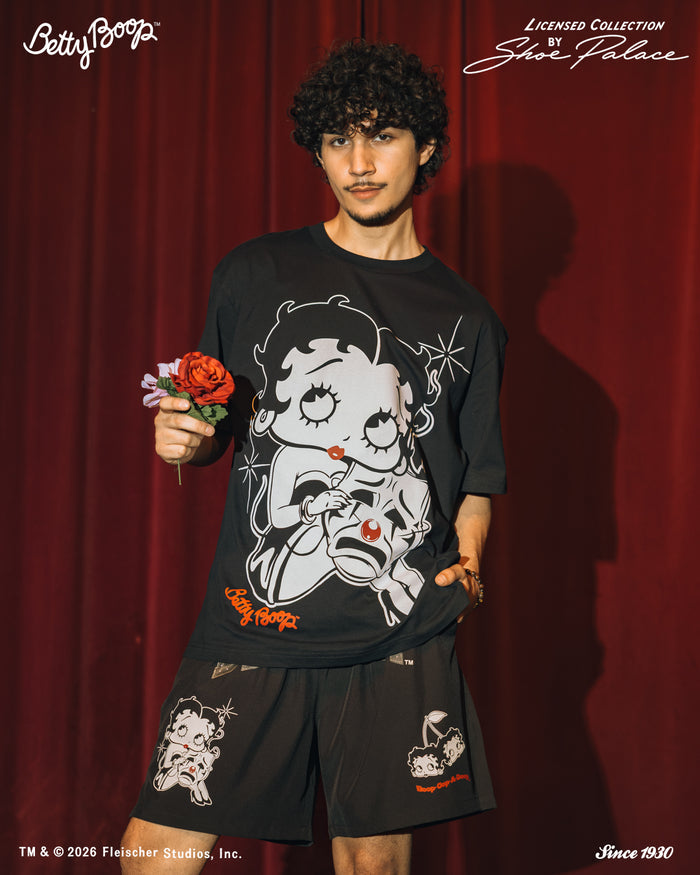 SP x Betty Boop Smile Now Cry Later Mens Short Sleeve Shirt (Black/White)