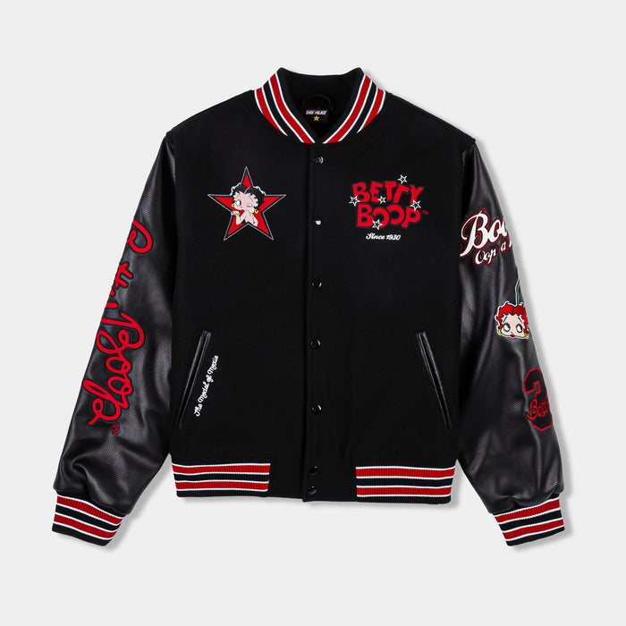SP x Betty Boop Varsity Mens Jacket (Black/Red)