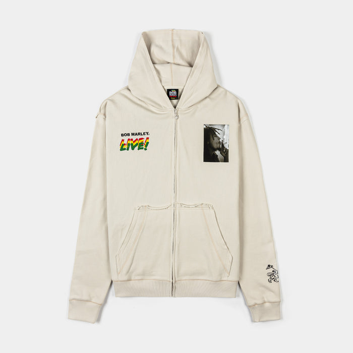 SP x Bob Marley Live Zip Up Mens Hoodie (Beige/Black)