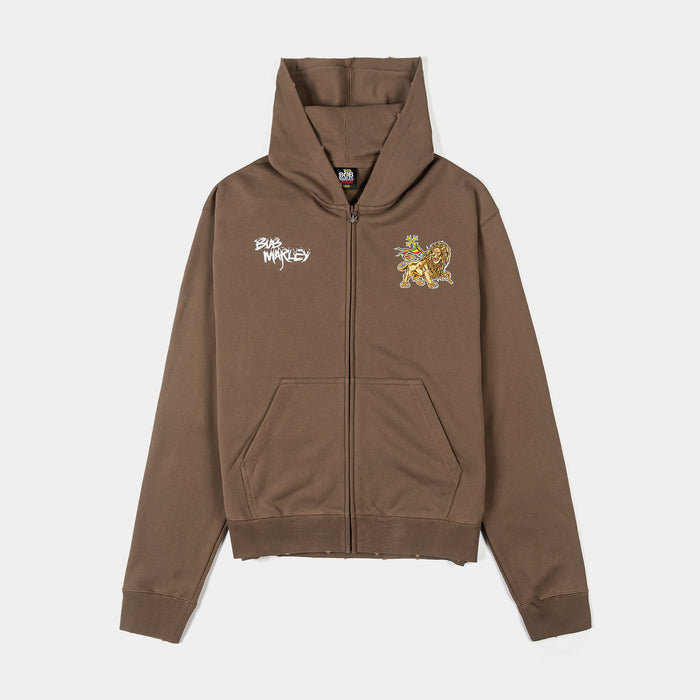 SP x Bob Marley One Love Zip Up Fleece Mens Hoodie (Brown/Multi Color)