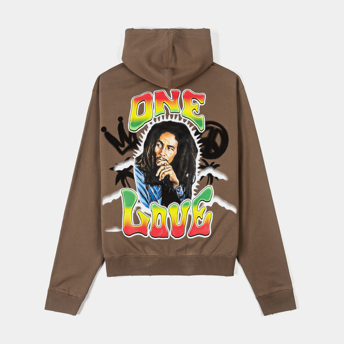 SP x Bob Marley One Love Zip Up Fleece Mens Hoodie (Brown/Multi Color)