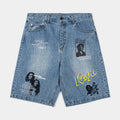 SP x Bob Marley Work Washed Denim Mens Shorts (Blue/Yellow)