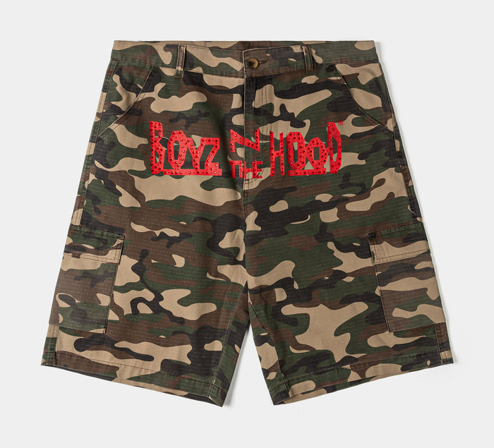 SP x Boyz N The Hood Doughboy Cargo Mens Shorts (Camo/Red)
