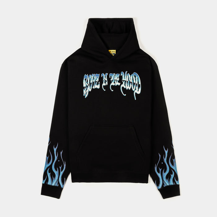 SP x Boyz N The Hood Flames Pullover Mens Hoodie (Black/Blue)