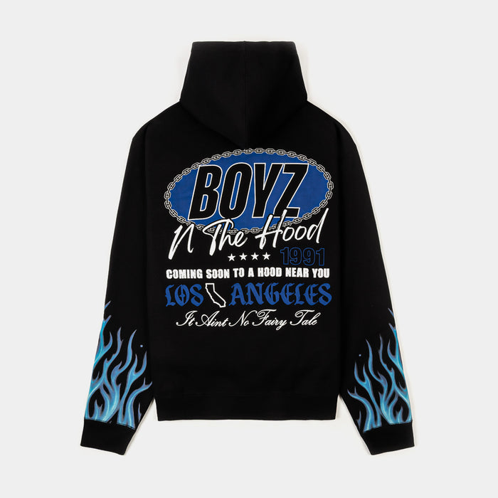 SP x Boyz N The Hood Flames Pullover Mens Hoodie (Black/Blue)