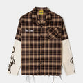 SP x Boyz N The Hood Stop The Violence Button Up Mens Long Sleeve Shirt (Brown/White)