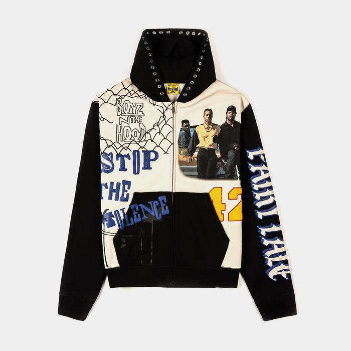 SP x Boyz N The Hood Stop The Violence Zip Up Mens Hoodie (Black/Blue)