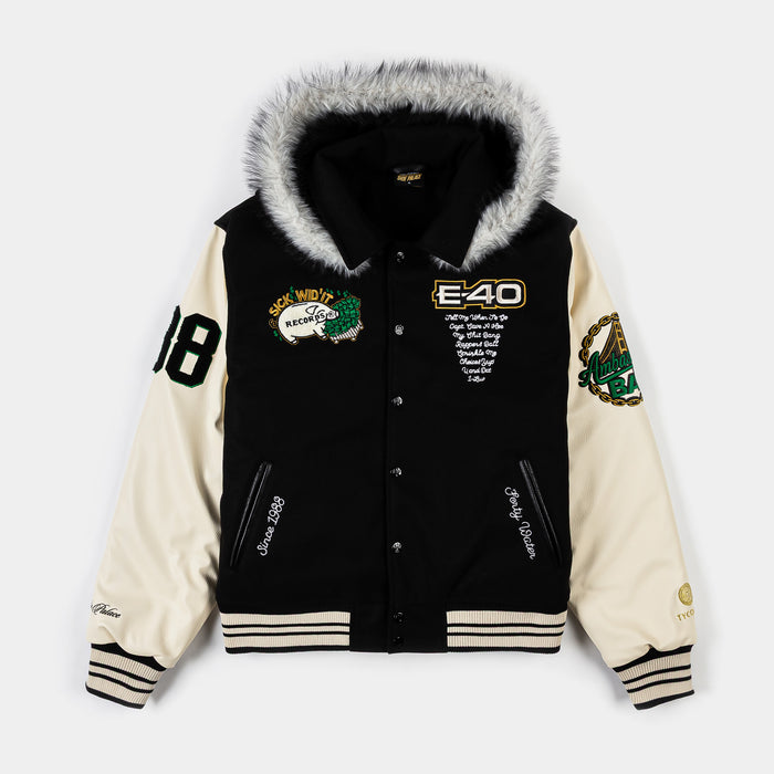 SP x E-40 Anniversary Varsity Mens Jacket (Black/Cream)