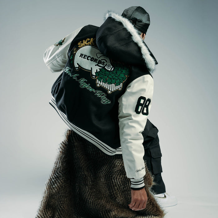 SP x E-40 Anniversary Varsity Mens Jacket (Black/Cream)