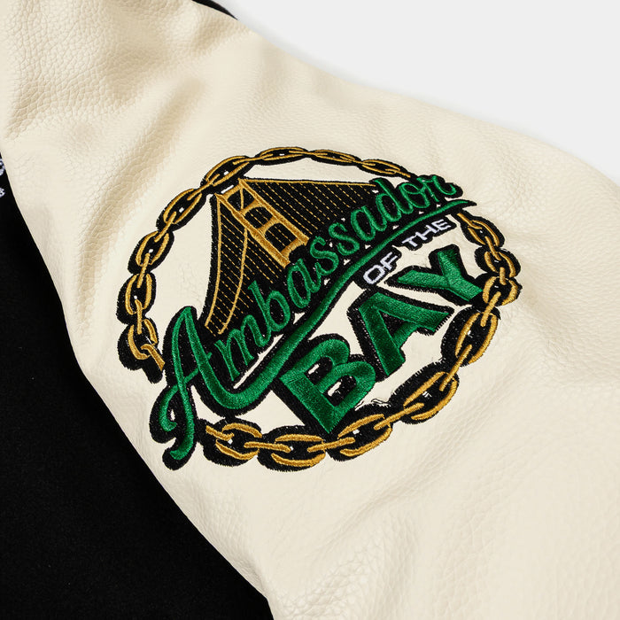 SP x E-40 Anniversary Varsity Mens Jacket (Black/Cream)