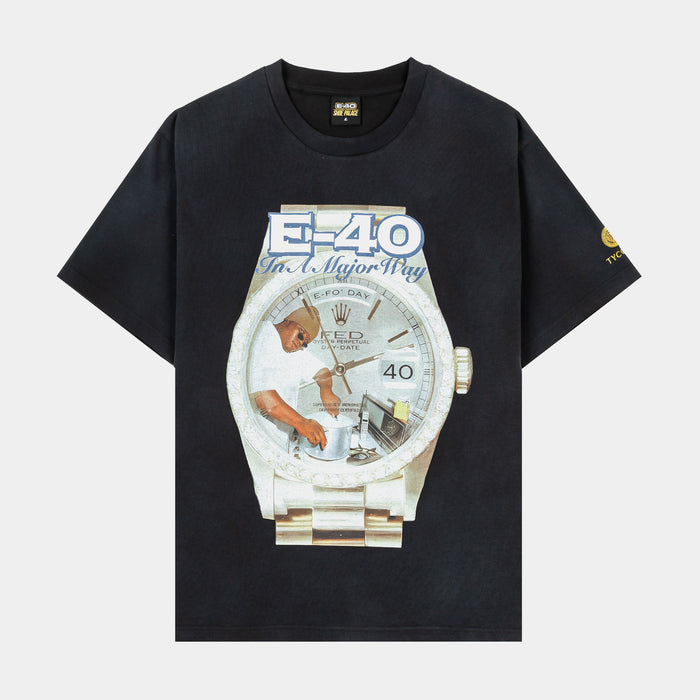 SP x E-40 In A Major Way Mens Short Sleeve Shirt (Black/Blue)