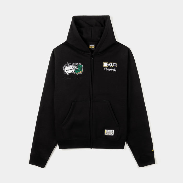 SP x E-40 Major Way Zip Up Mens Hoodie (Black/White)