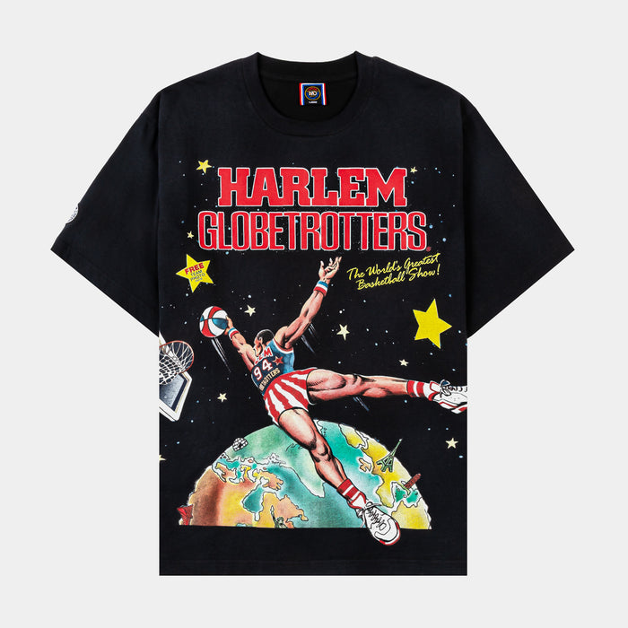SP x Harlem Globetrotters Basketball Washed Mens Short Sleeve Shirt (Black/Red)