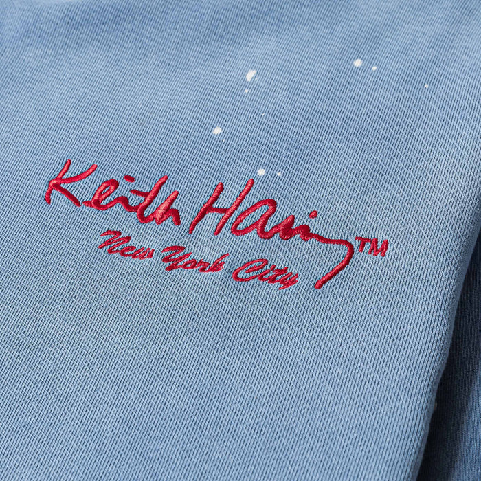 SP x Keith Haring Paint Splatter Full Zip Mens Hoodie (Blue/Red)