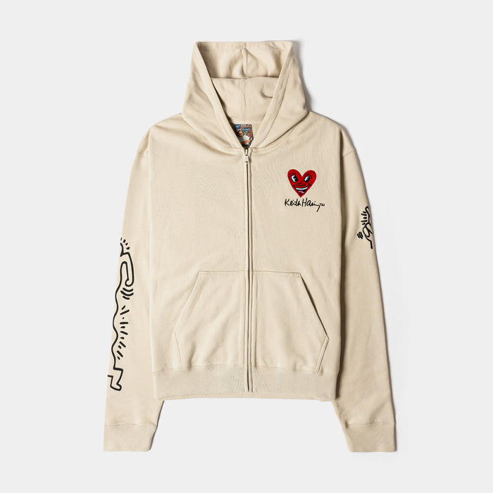 SP x Keith Haring Respect Full Zip Mens Hoodie (Cream/Black)