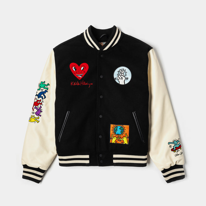 SP x Keith Haring Varsity Mens Jacket (Black/Cream)