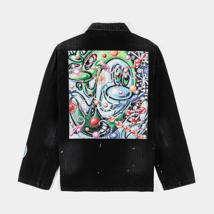 SP x Kenny Scharf All Over Print Chore Washed Mens Jacket (Black/Multicolor)