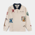 SP x Kenny Scharf Quarter Zip Up Mens Long Sleeve Shirt (Cream/Blue)