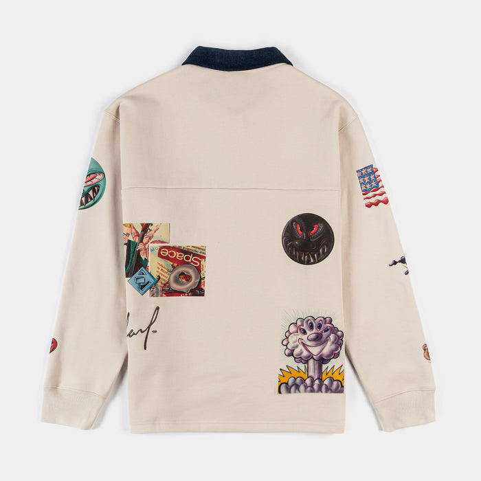 SP x Kenny Scharf Quarter Zip Up Mens Long Sleeve Shirt (Cream/Blue)