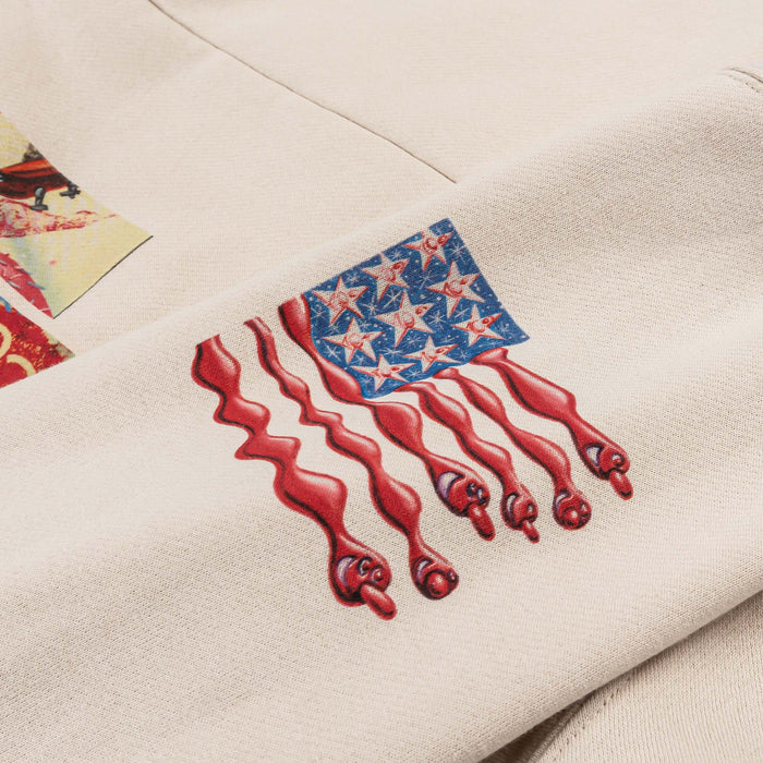 SP x Kenny Scharf Quarter Zip Up Mens Long Sleeve Shirt (Cream/Blue)
