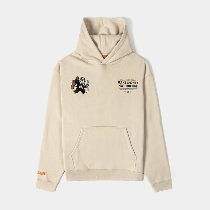SP x Monopoly Make Money Not Friends Pullover Mens Hoodie (Beige/Black)