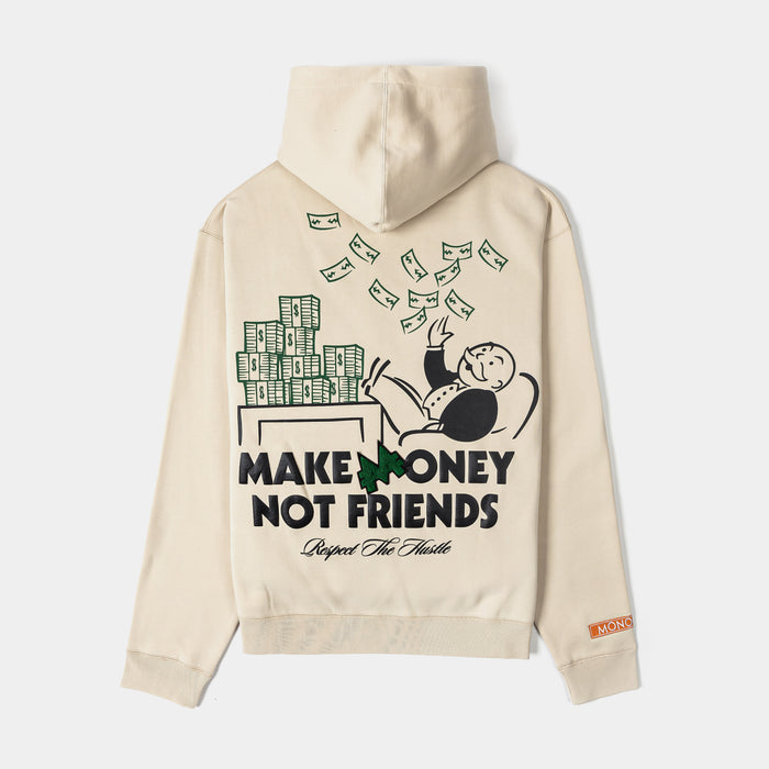 SP x Monopoly Make Money Not Friends Pullover Mens Hoodie (Beige/Black)