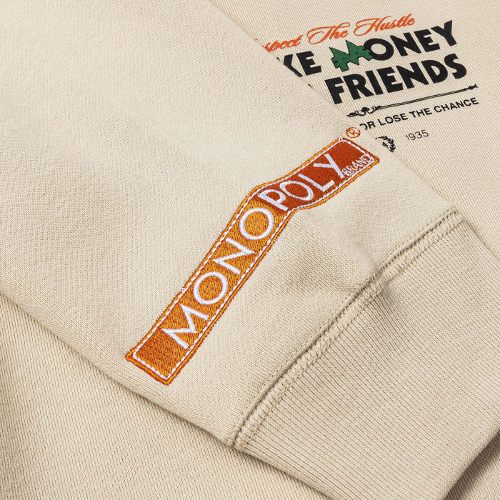 SP x Monopoly Make Money Not Friends Pullover Mens Hoodie (Beige/Black)