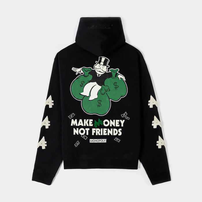 SP x Monopoly Make Money Not Friends Pullover Mens Hoodie (Black/Cream)