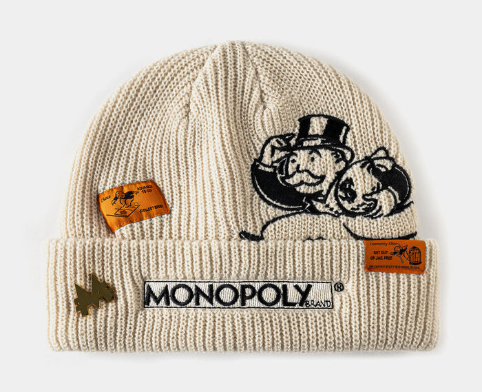 SP x Monopoly Secure The Bag Beanie Mens Hat (Cream/Black)