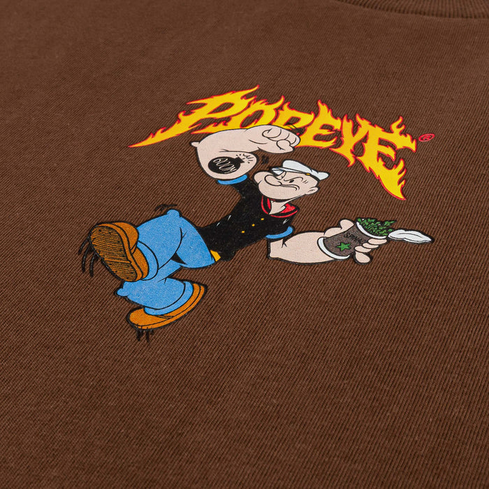 SP x Popeye Flames Mens Short Sleeve Shirt (Brown/Yellow)