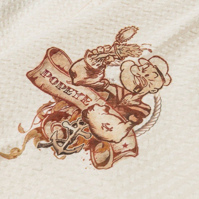 SP x Popeye Seersucker Mens Button Up Shirt (Cream/Black)