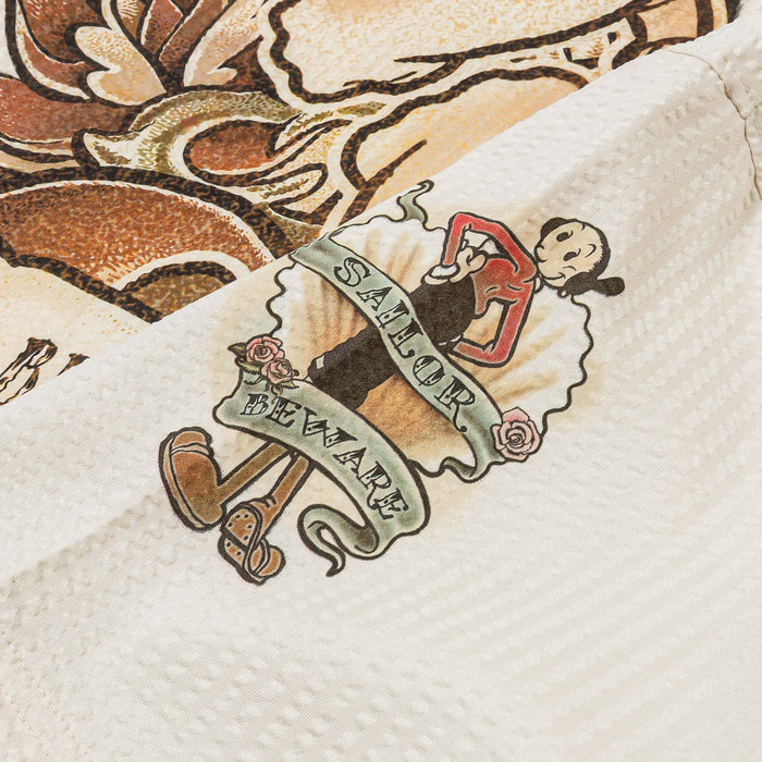 SP x Popeye Seersucker Mens Button Up Shirt (Cream/Black)