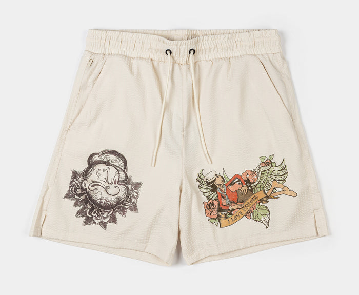 SP x Popeye Seersucker Mens Shorts (Cream/Black)